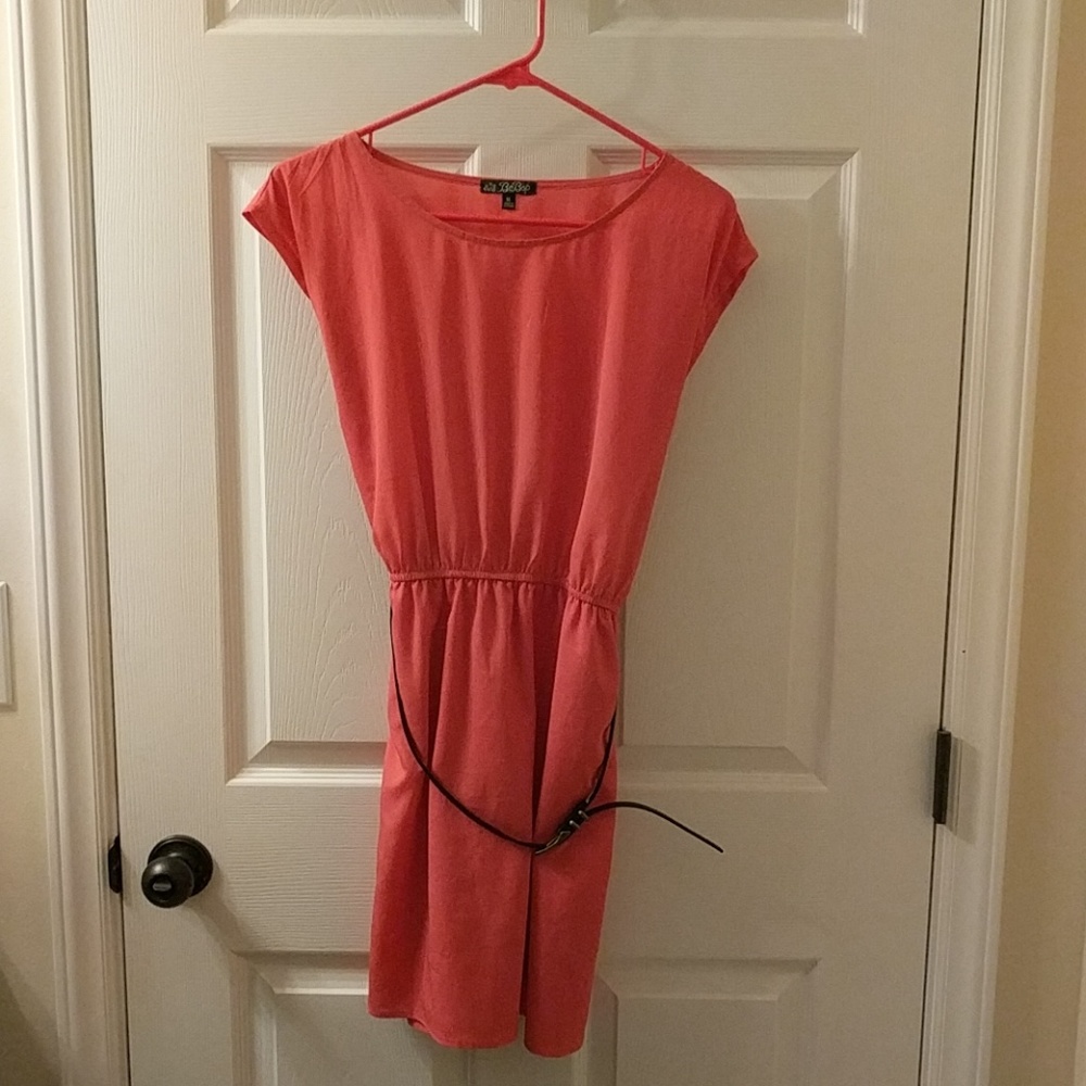 Pink dress with belt